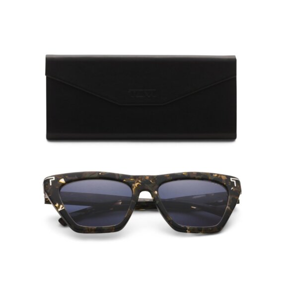 TUMI Havana 55mm Square Sunglasses